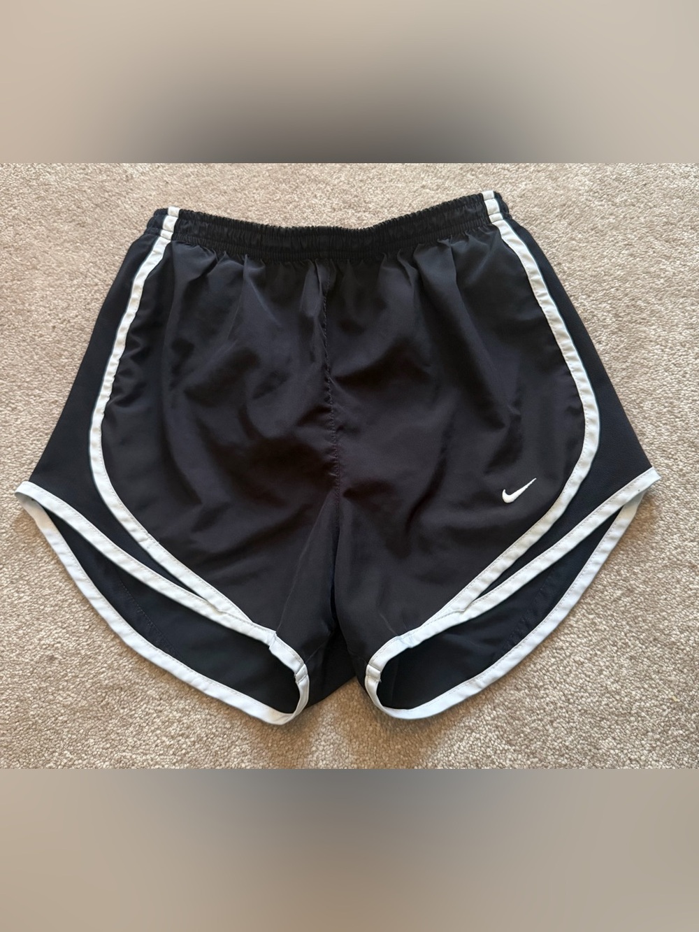 Nike Women's Black Athletic Shorts with White Piping